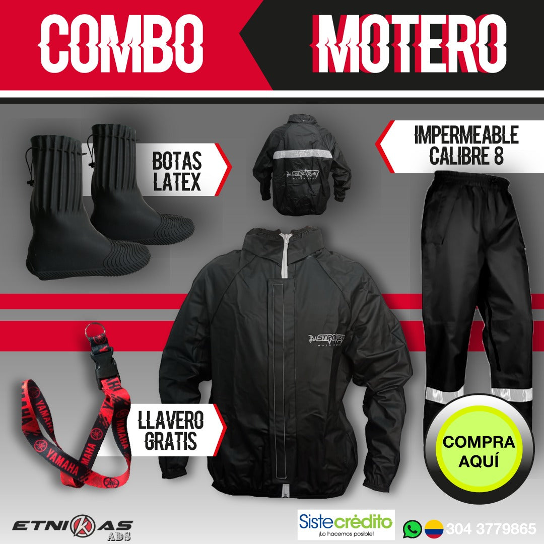 Combo Impermeable MUJER MOTERA Premium – Siliconado S8 + Botas de Látex