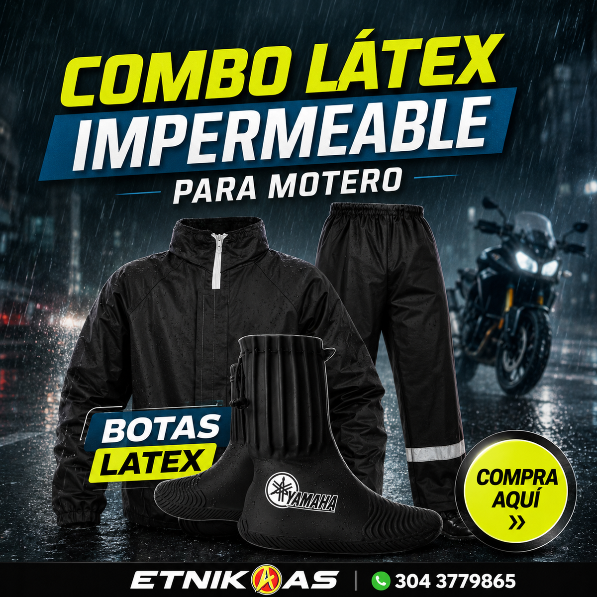 Combo Impermeable Motero  – Siliconado S8+ Botas de Látex