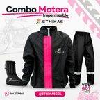Combo Impermeable MUJER MOTERA Premium – Siliconado S8 + Botas de Látex