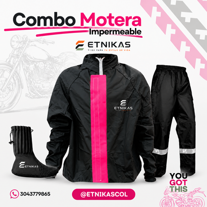 Combo Impermeable MUJER MOTERA Premium – Siliconado S8 + Botas de Látex