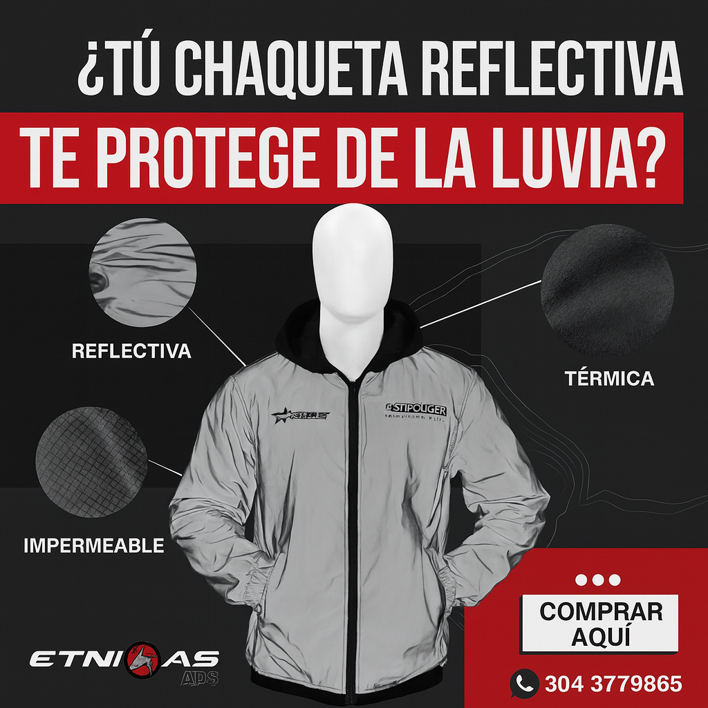 ¡compra Protección Total en Ruta! CHAQUETA  Reflectiva termica e impermeable 🛡️🔥