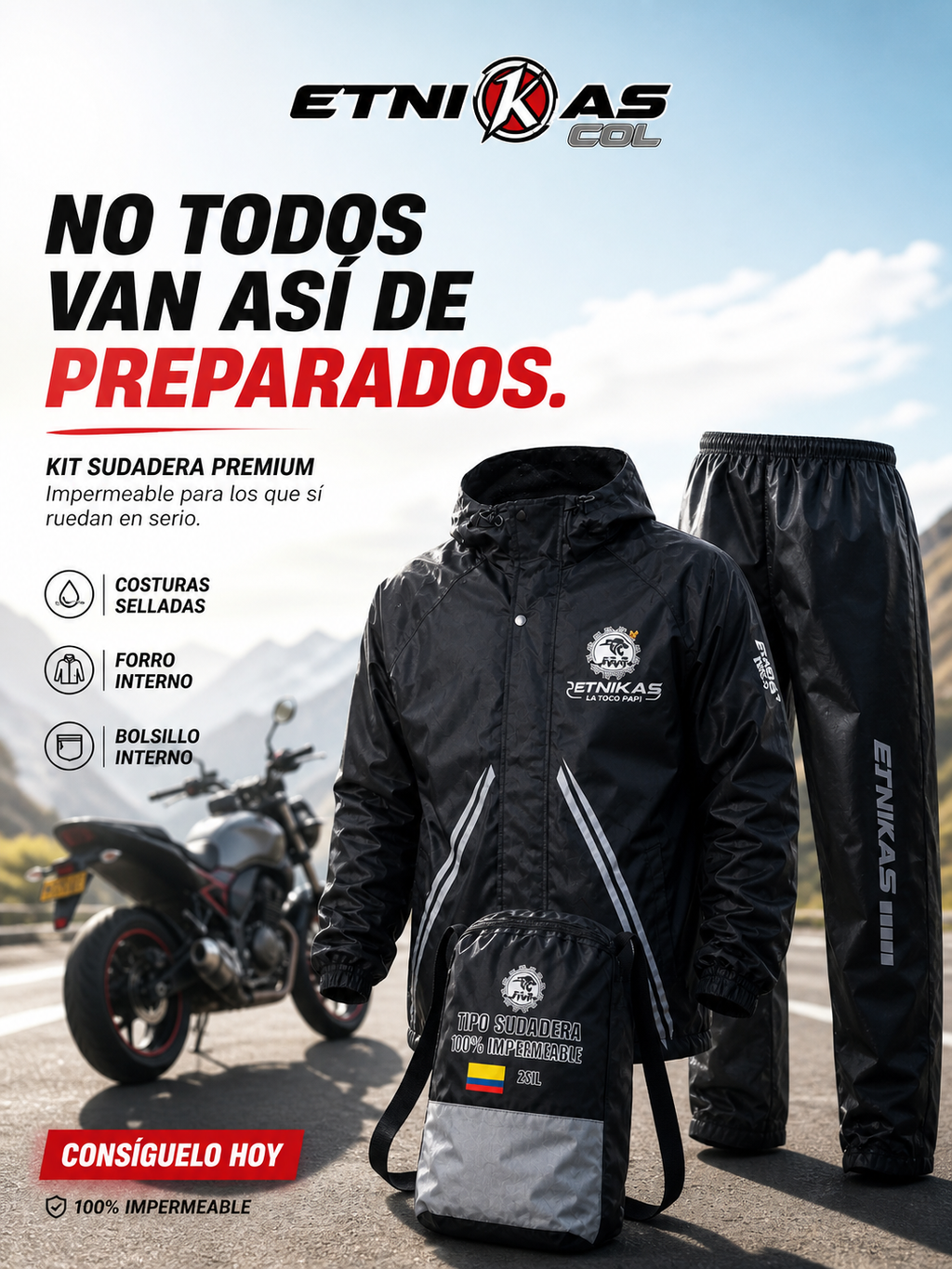 COMBO Impermeable Premium Tipo Sudadera MAS GUANTES