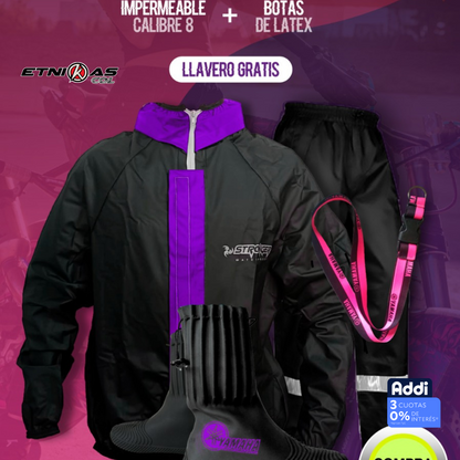 Combo Impermeable MUJER MOTERA Premium – Siliconado S8 + Botas de Látex