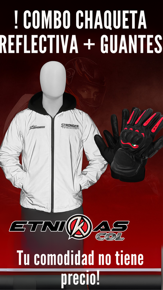 ¡Protección Total en Ruta!CHAQUETA  Reflectiva + GUANTES   🛡️🔥
