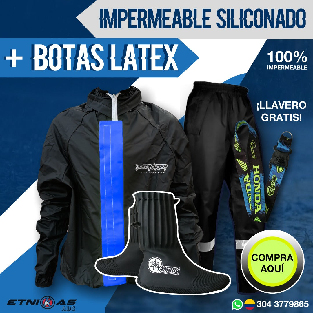 Combo Impermeable MUJER MOTERA Premium – Siliconado S8 + Botas de Látex