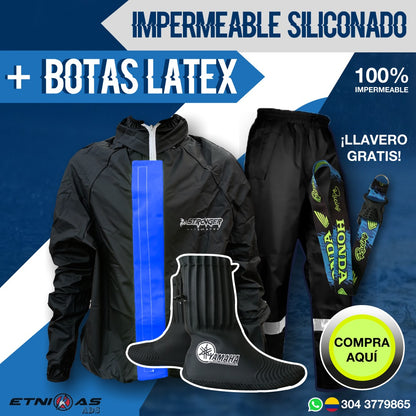 Combo Impermeable MUJER MOTERA Premium – Siliconado S8 + Botas de Látex