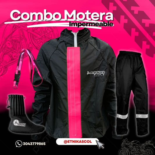 Combo Impermeable MUJER MOTERA Premium – Siliconado S8 + Botas de Látex