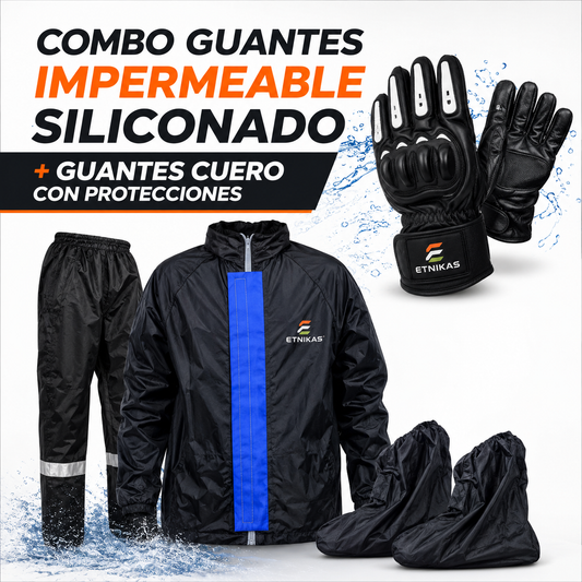 Kit impermeable motero Rainguard c8+GUANTES